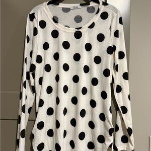 H&M Black and White Polka Dot Long Sleeve Top